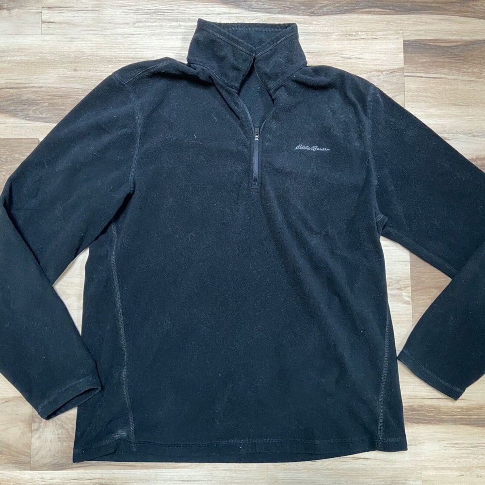 Eddie Bauer Fleece Pullover Mens Medium Quarter Zip Mock Neck Shirt‎ Lightweight